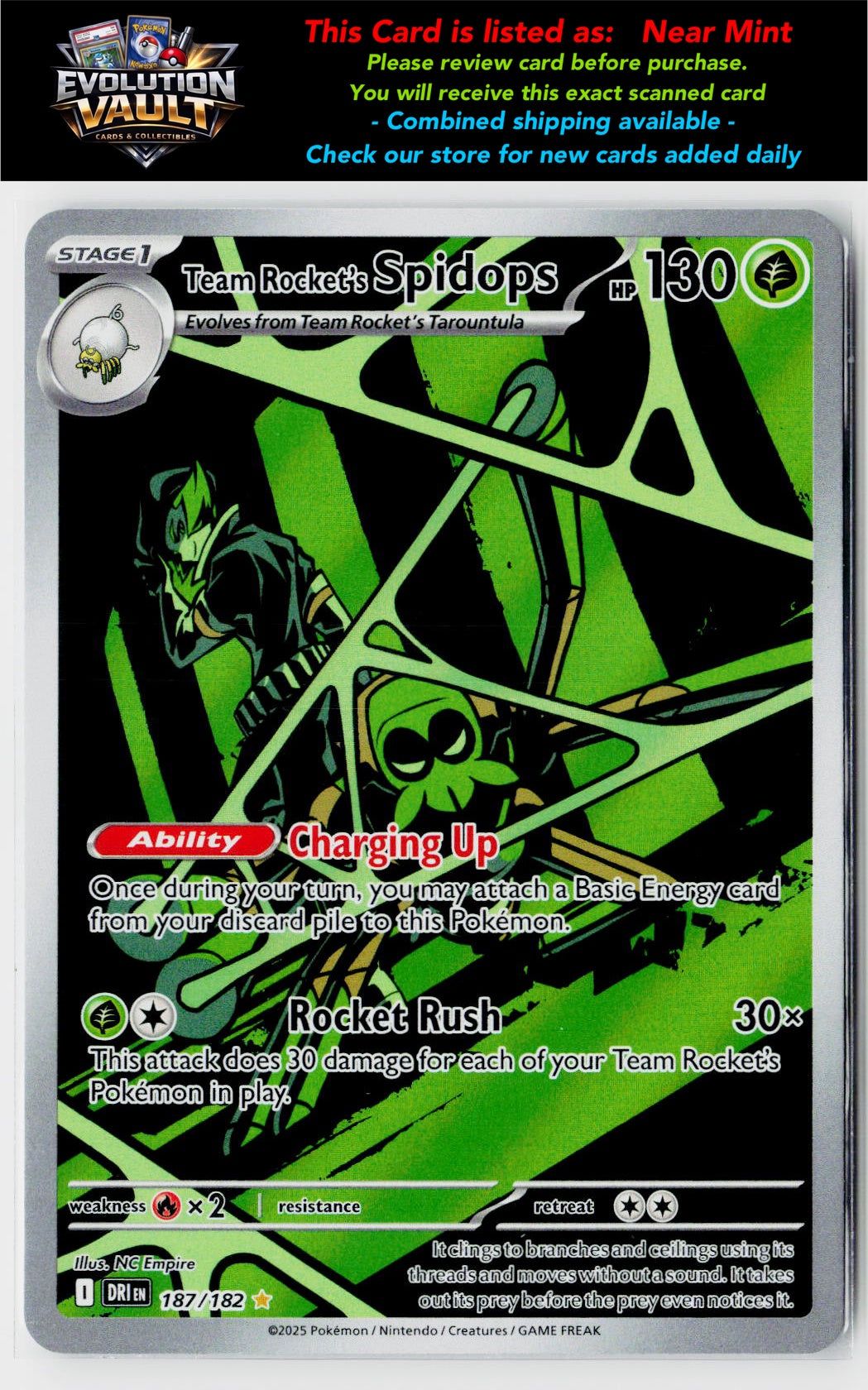 SV10: Destined Rivals #187/182 Team Rocket's Spidops