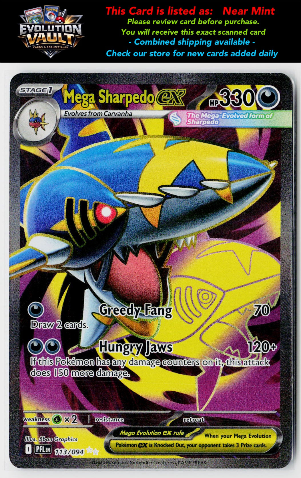 ME02: Phantasmal Flames #113/094 Mega Sharpedo ex