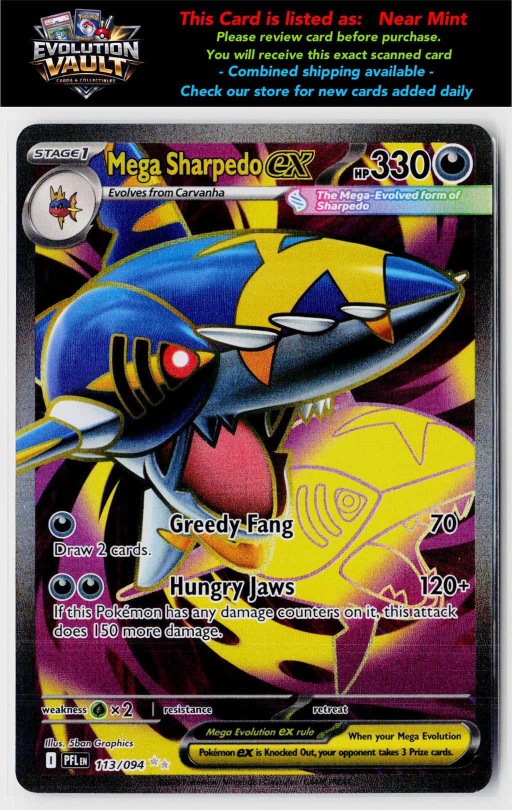ME02: Phantasmal Flames #113/094 Mega Sharpedo ex