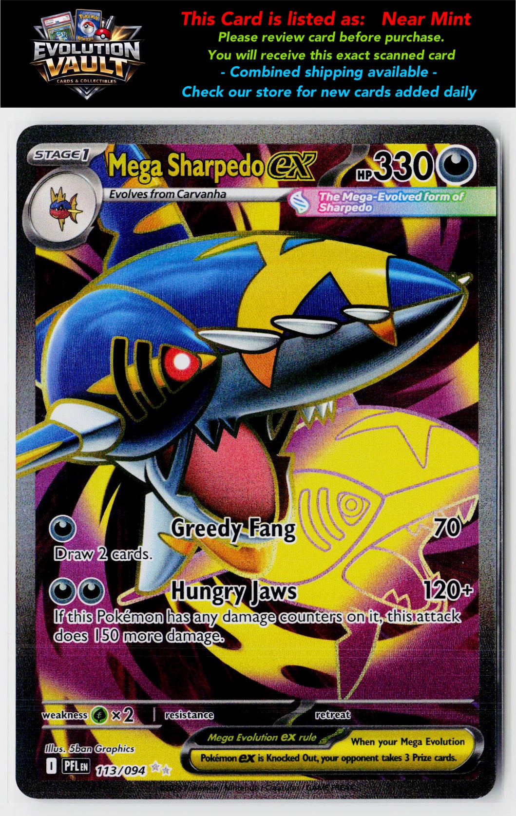 ME02: Phantasmal Flames #113/094 Mega Sharpedo ex