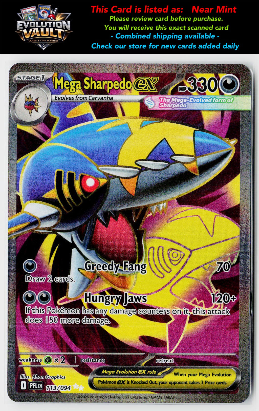 ME02: Phantasmal Flames #113/094 Mega Sharpedo ex