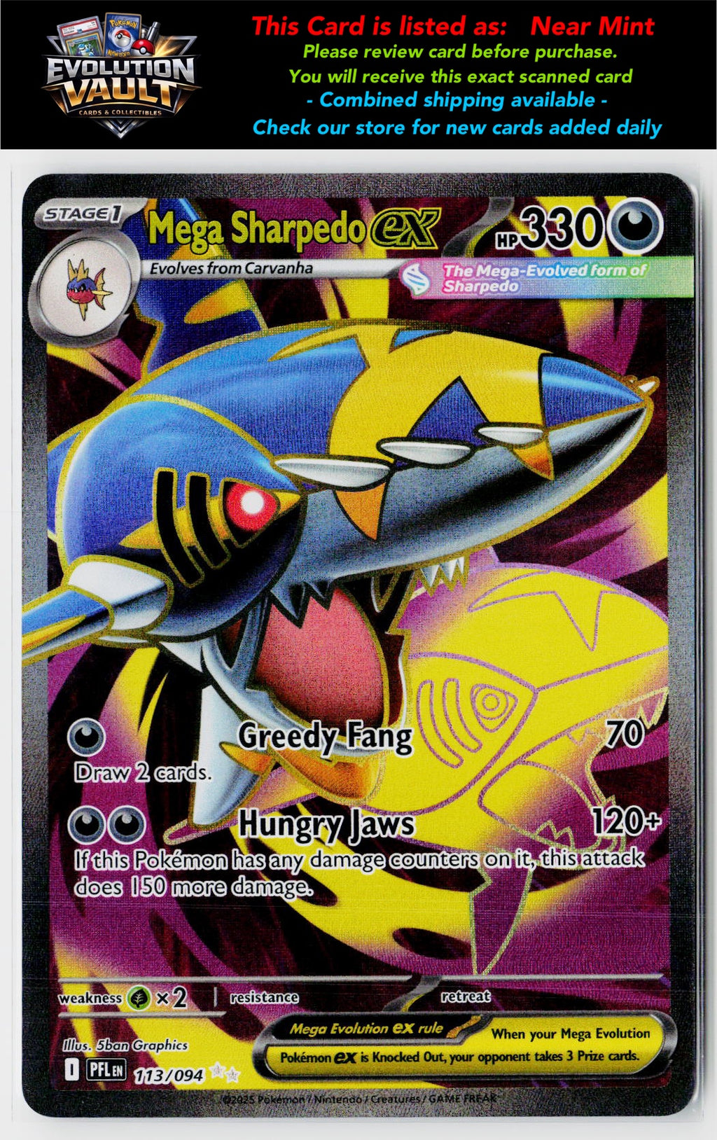 ME02: Phantasmal Flames #113/094 Mega Sharpedo ex