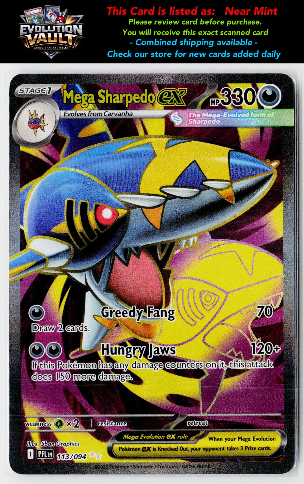 ME02: Phantasmal Flames #113/094 Mega Sharpedo ex