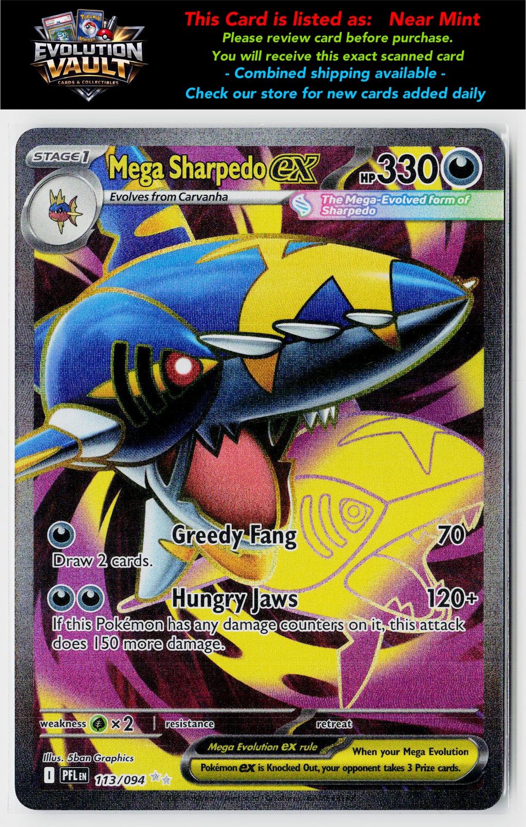 ME02: Phantasmal Flames #113/094 Mega Sharpedo ex