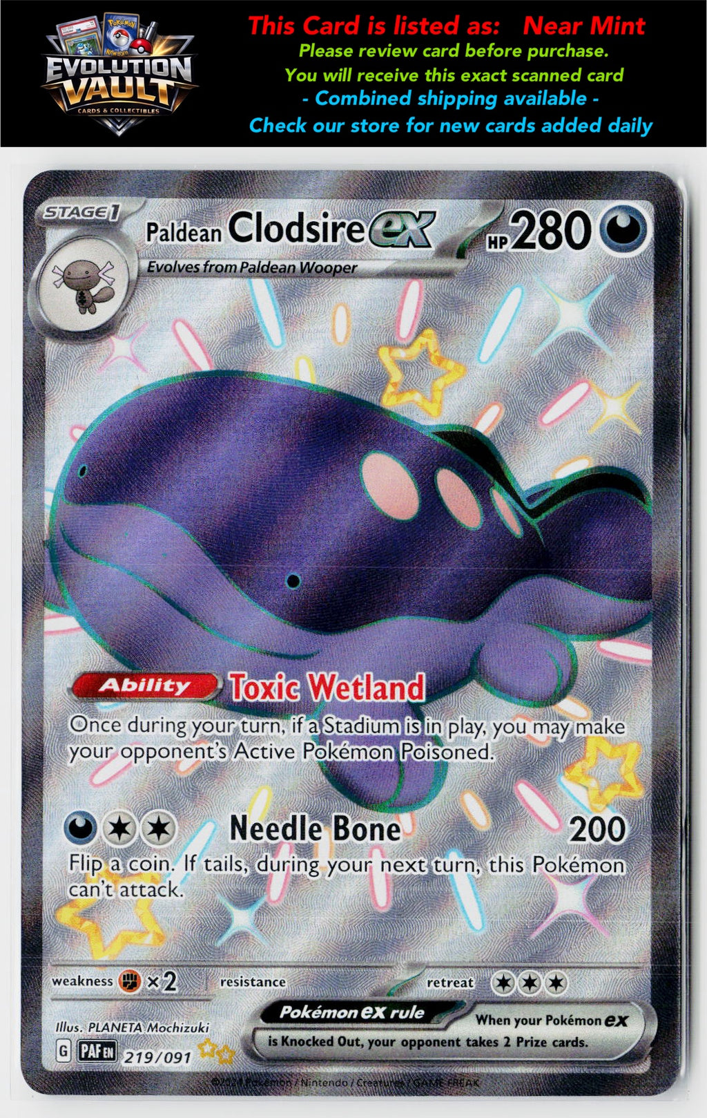 SV4a: Shiny Treasure ex #332/190 Paldean Clodsire ex