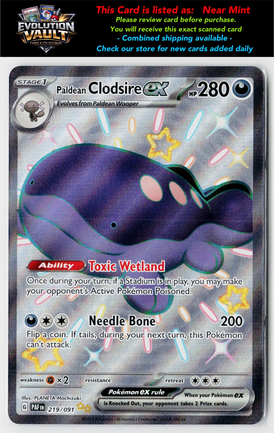 SV4a: Shiny Treasure ex #332/190 Paldean Clodsire ex