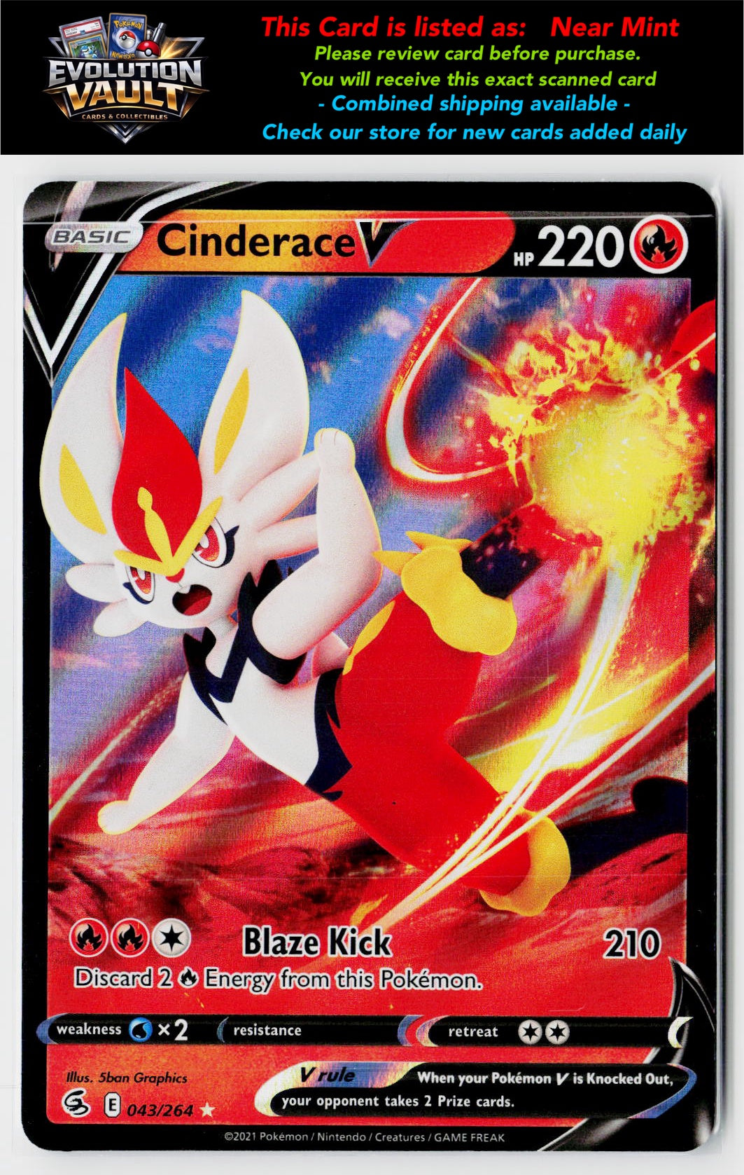 SWSH08: Fusion Strike #043/264 Cinderace V (43)