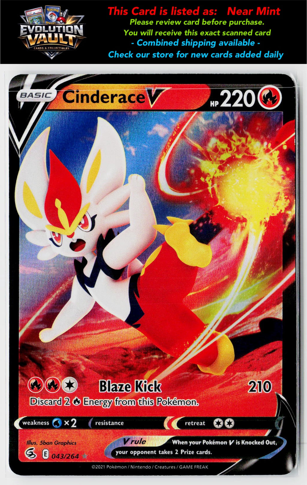SWSH08: Fusion Strike #043/264 Cinderace V (43)