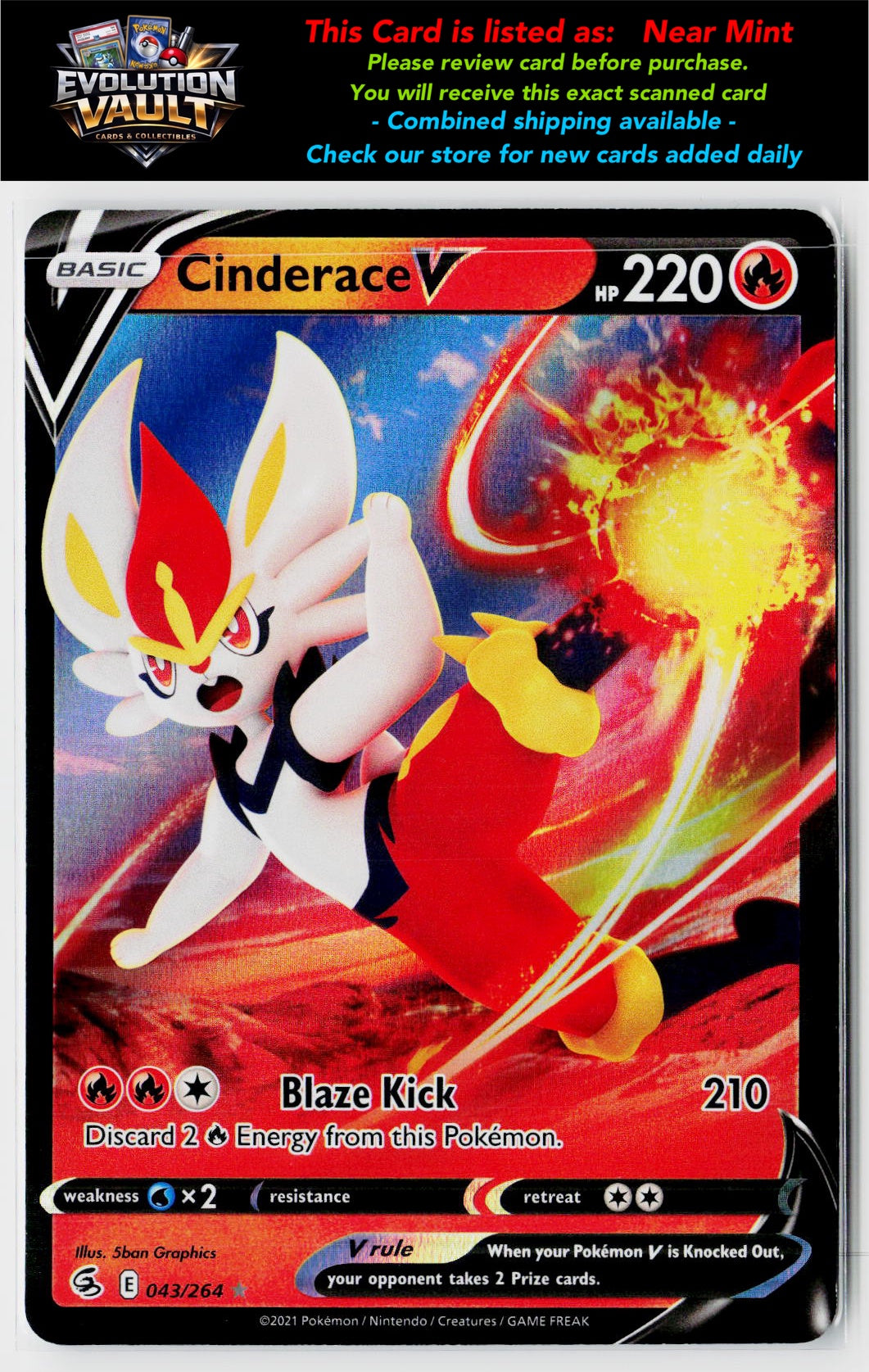 SWSH08: Fusion Strike #043/264 Cinderace V (43)