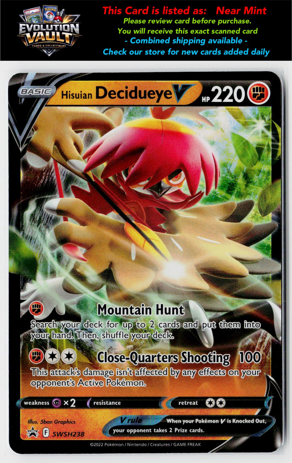 SWSH: Sword & Shield Promo Cards #SWSH238 Hisuian Decidueye V