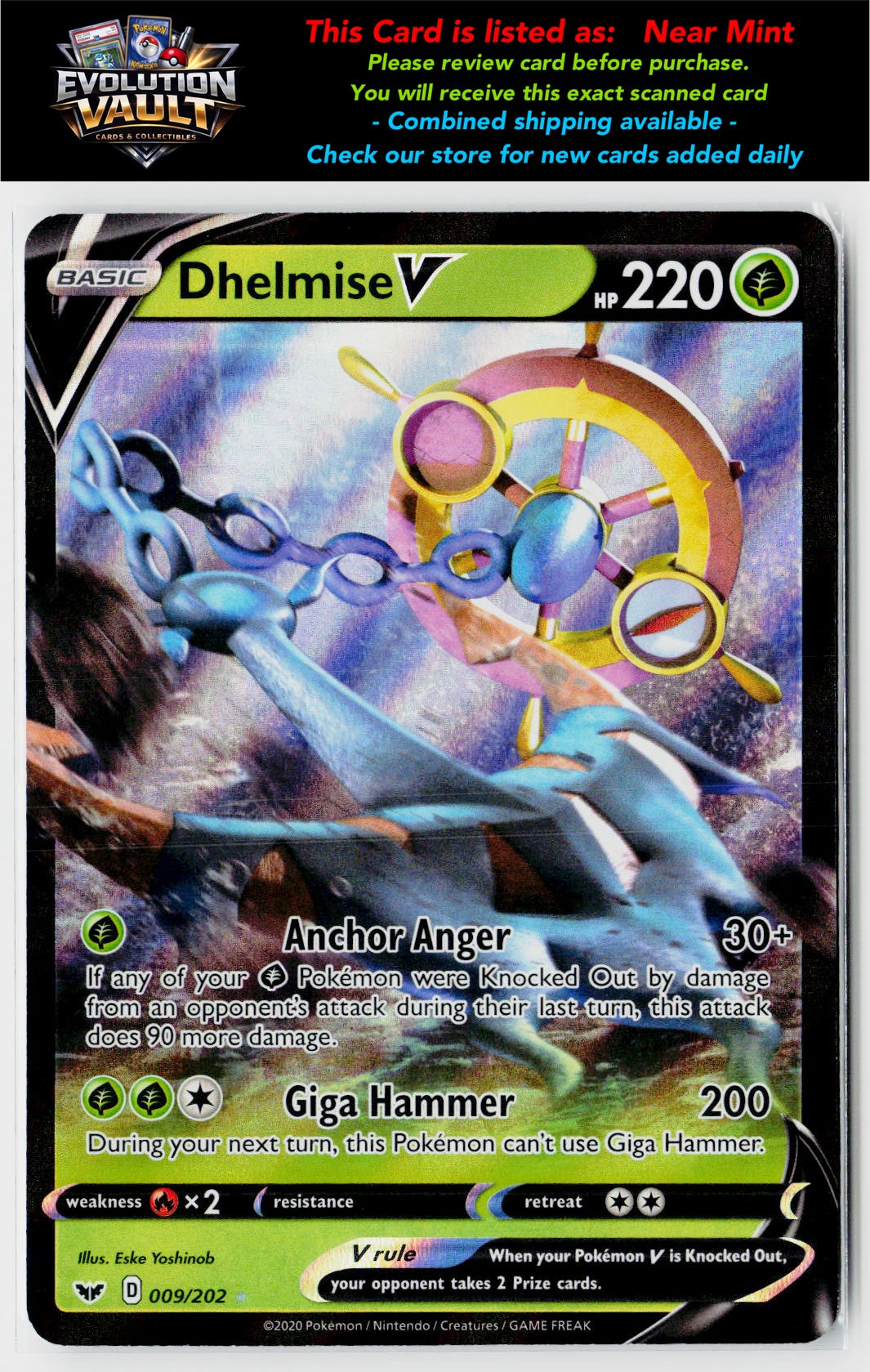 SWSH01: Sword & Shield Base Set #009/202 Dhelmise V