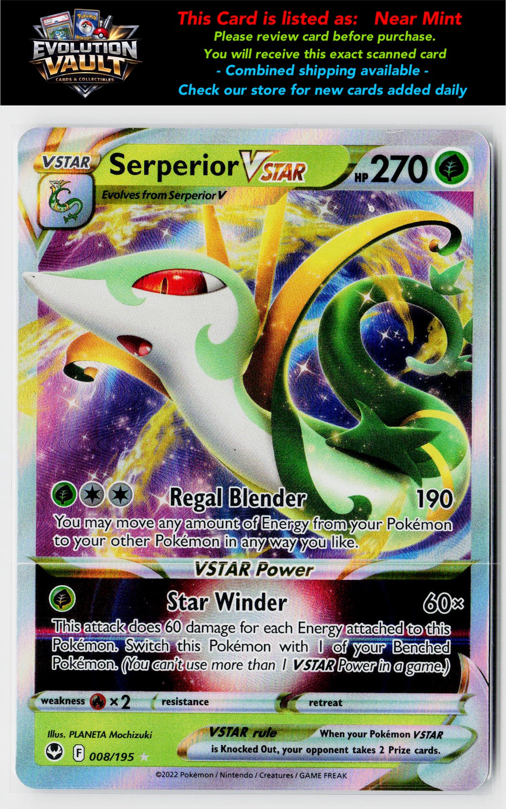 SWSH12: Silver Tempest #008/195 Serperior VSTAR
