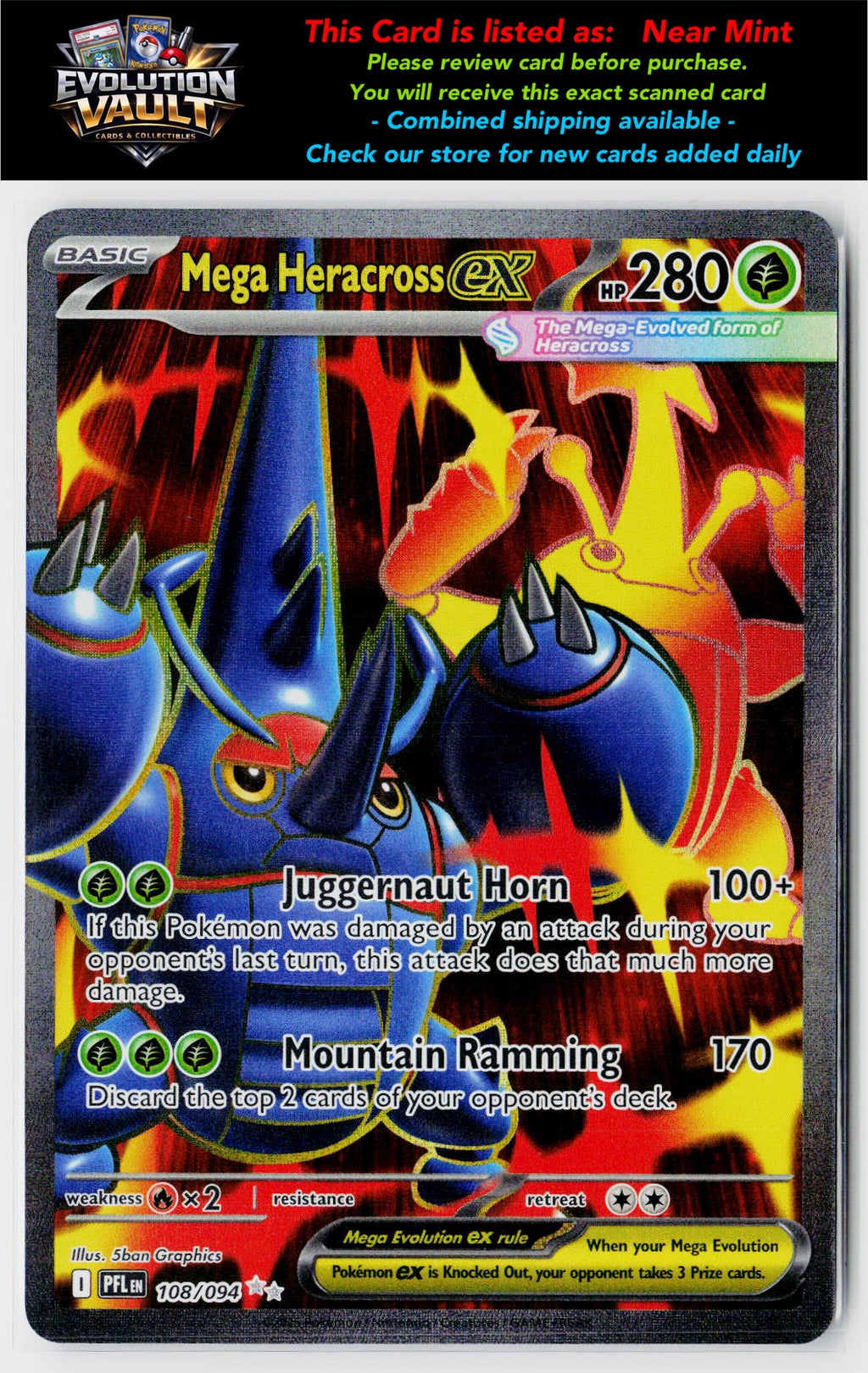 ME02: Phantasmal Flames #108/094 Mega Heracross ex