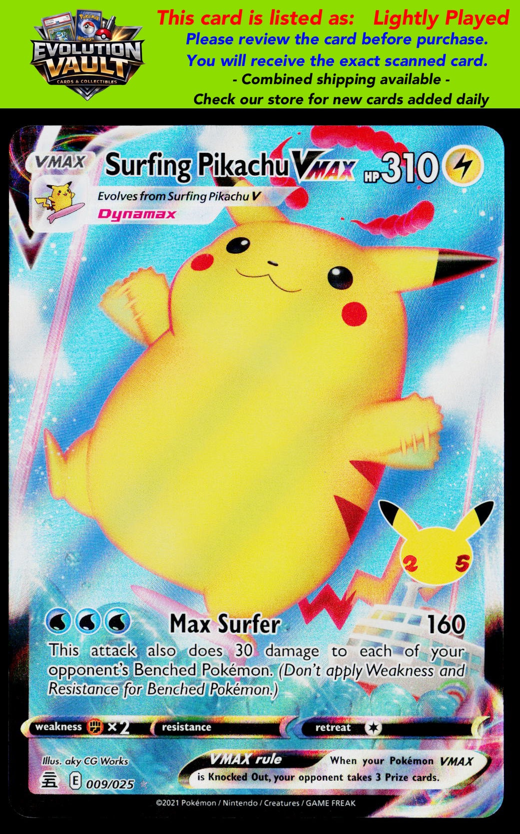 Celebrations #009/025 Surfing Pikachu VMAX