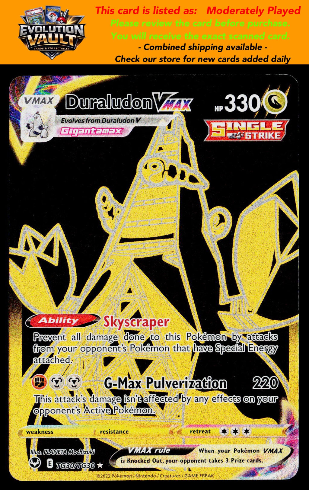SWSH12: Silver Tempest Trainer Gallery #TG30/TG30 Duraludon VMAX (Secret)
