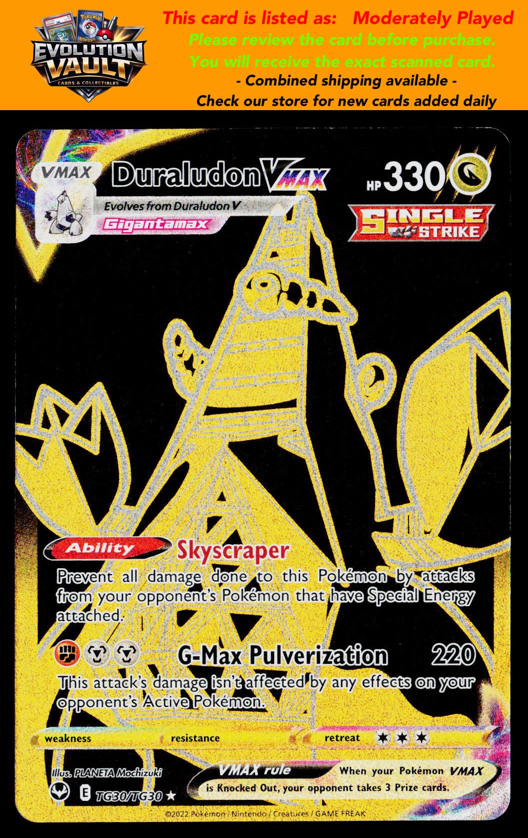 SWSH12: Silver Tempest Trainer Gallery #TG30/TG30 Duraludon VMAX (Secret)