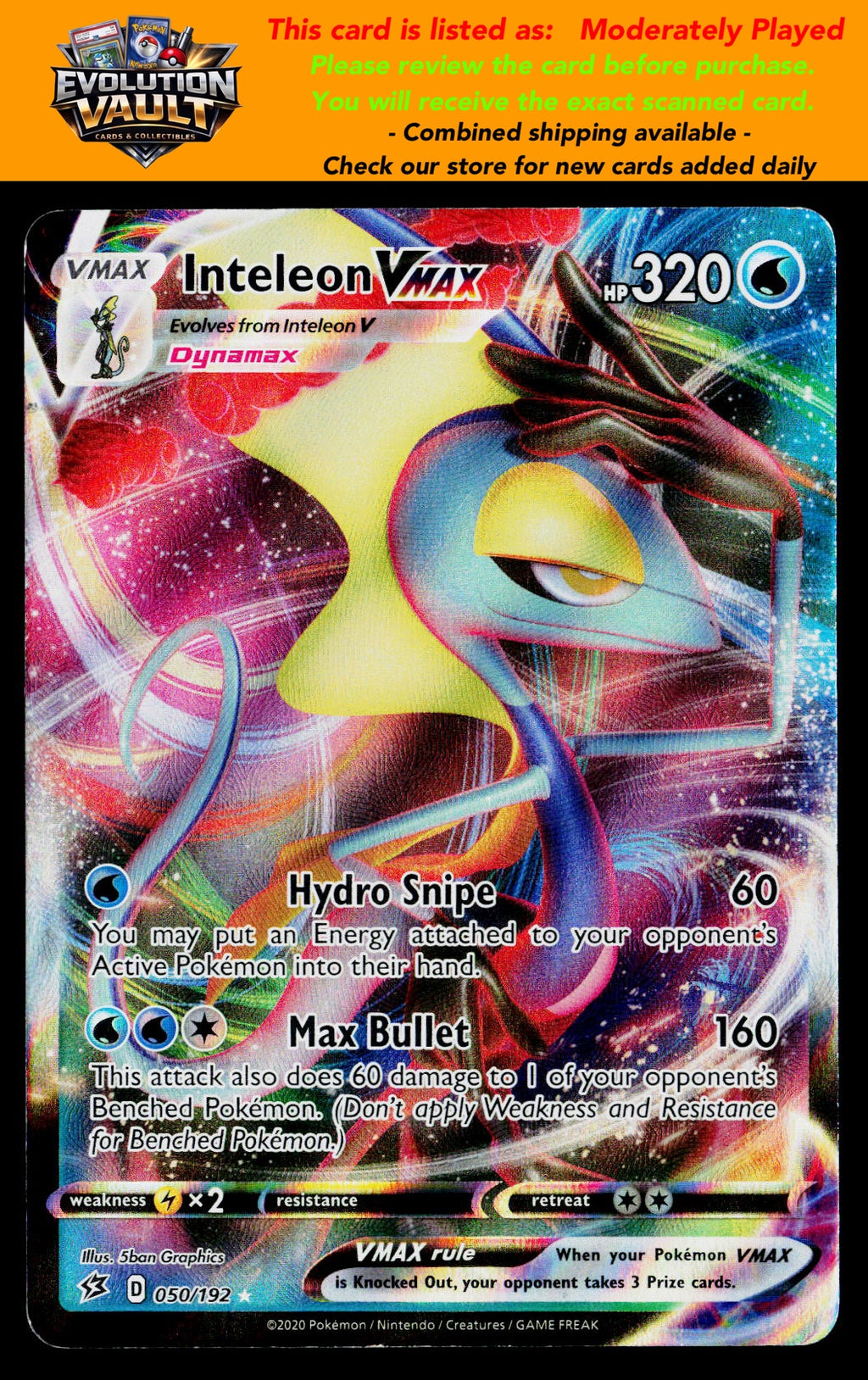 SWSH02: Rebel Clash #050/192 Inteleon VMAX