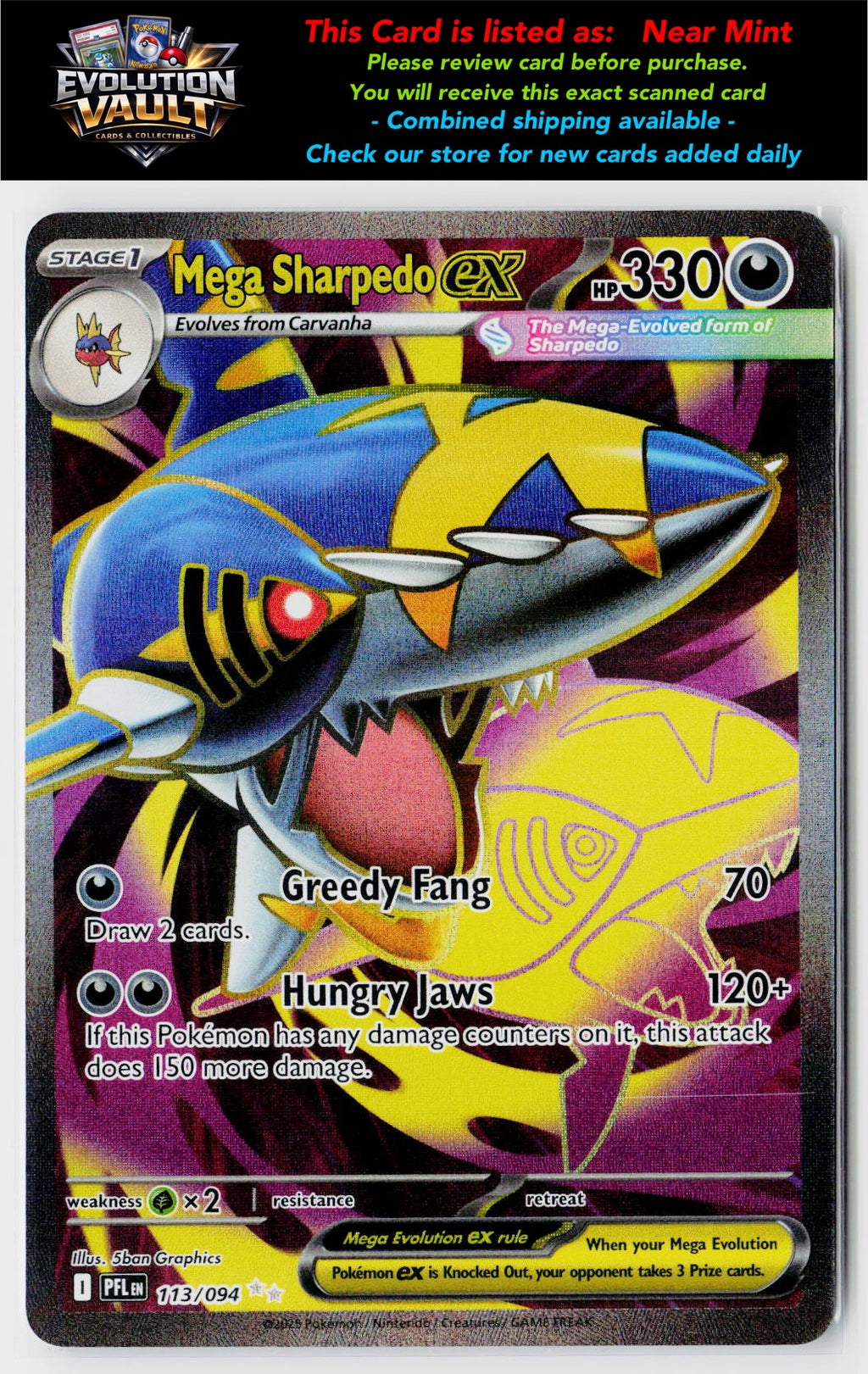ME02: Phantasmal Flames #113/094 Mega Sharpedo ex