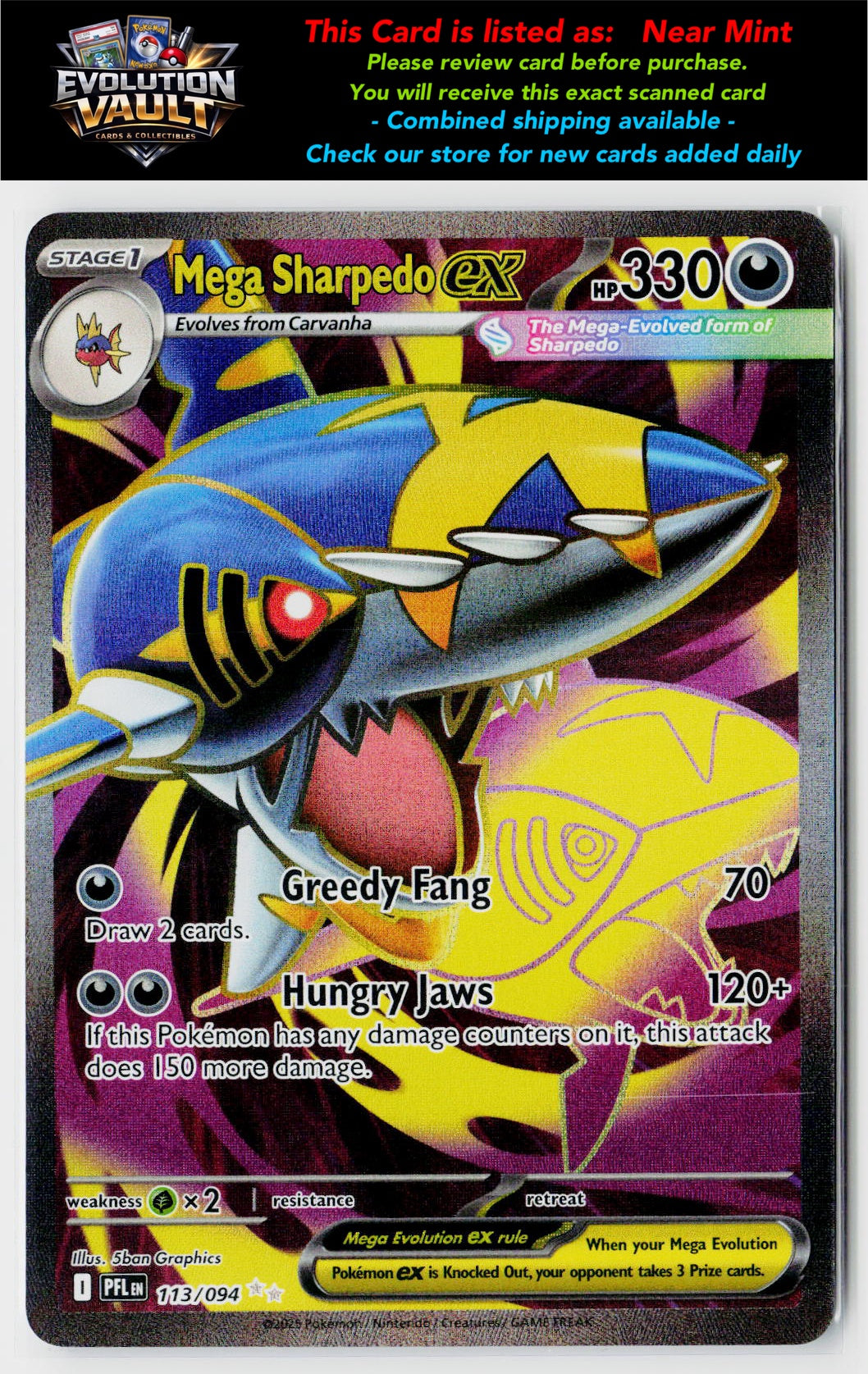 ME02: Phantasmal Flames #113/094 Mega Sharpedo ex