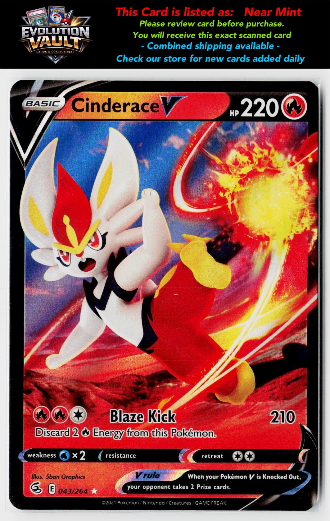 SWSH08: Fusion Strike #043/264 Cinderace V (43)