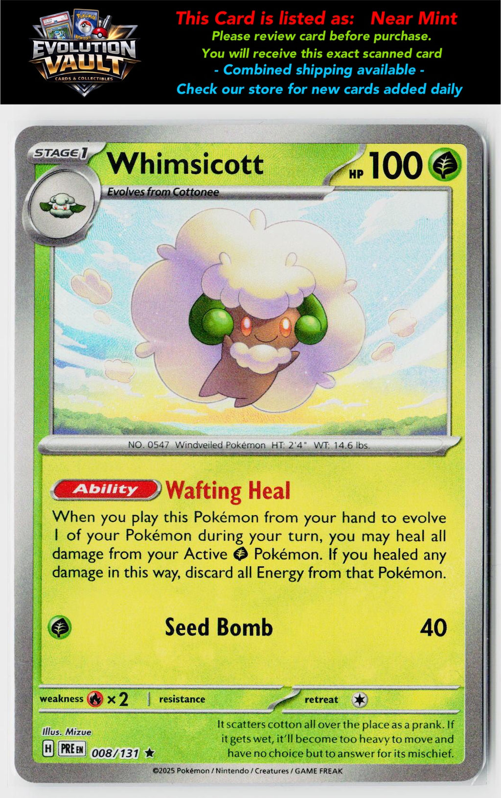 SV: Prismatic Evolutions #008/131 Whimsicott (Master Ball Pattern)