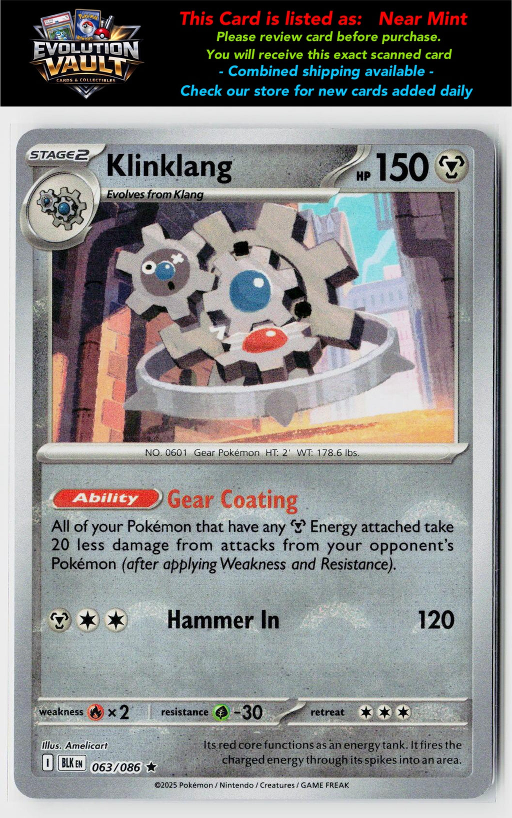 SV: Black Bolt #063/086 Klinklang (Poke Ball Pattern)