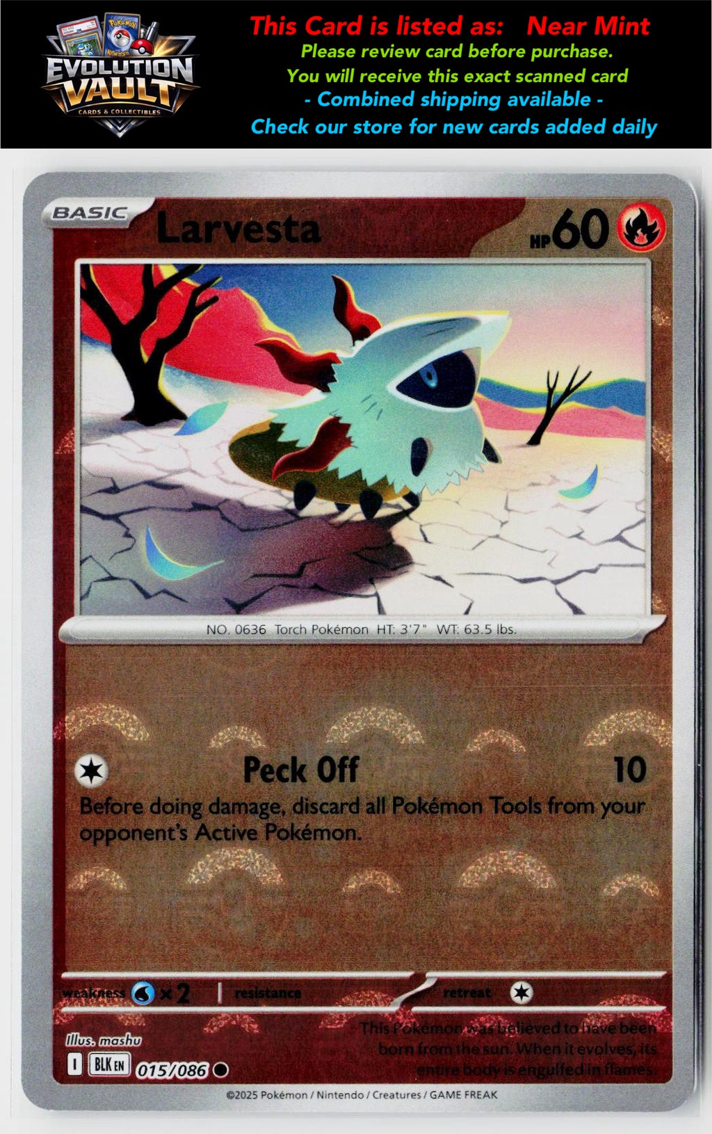 SV: Black Bolt #015/086 Larvesta (Poke Ball Pattern)