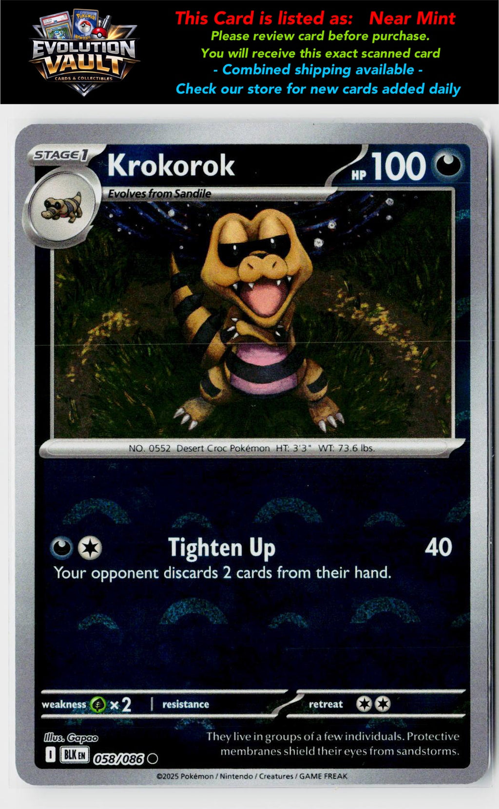 SV: Black Bolt #058/086 Krokorok (Poke Ball Pattern)
