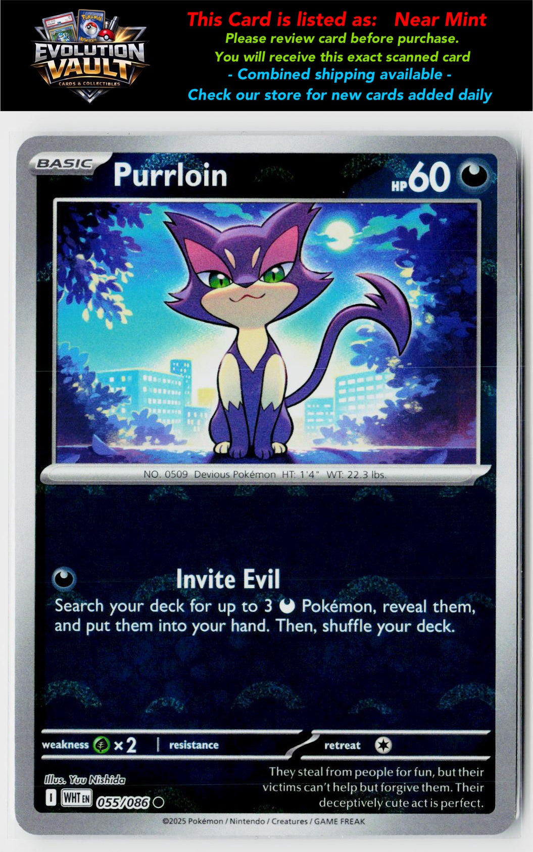 SV: White Flare #055/086 Purrloin (Poke Ball Pattern)