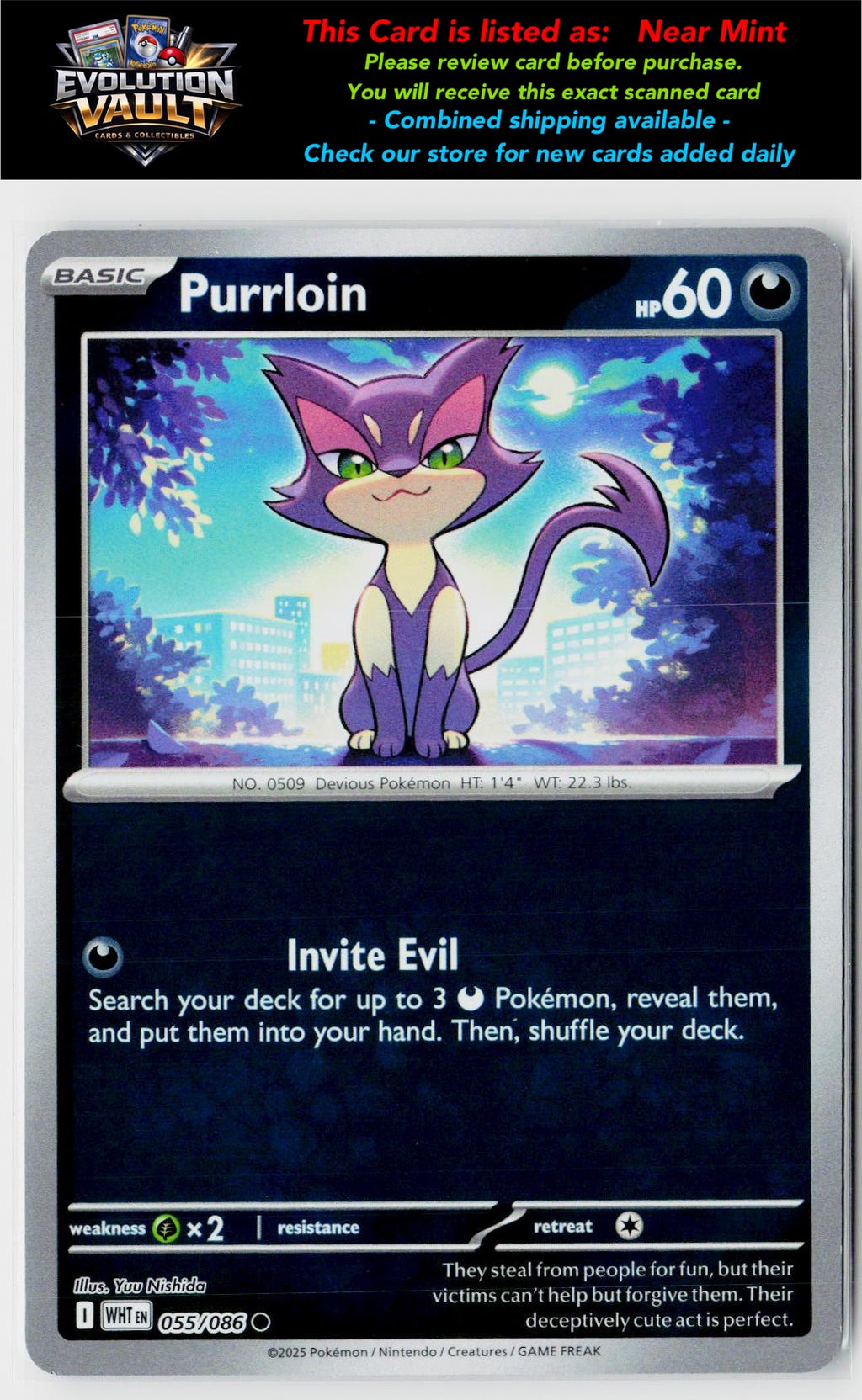 SV: White Flare #055/086 Purrloin (Poke Ball Pattern)