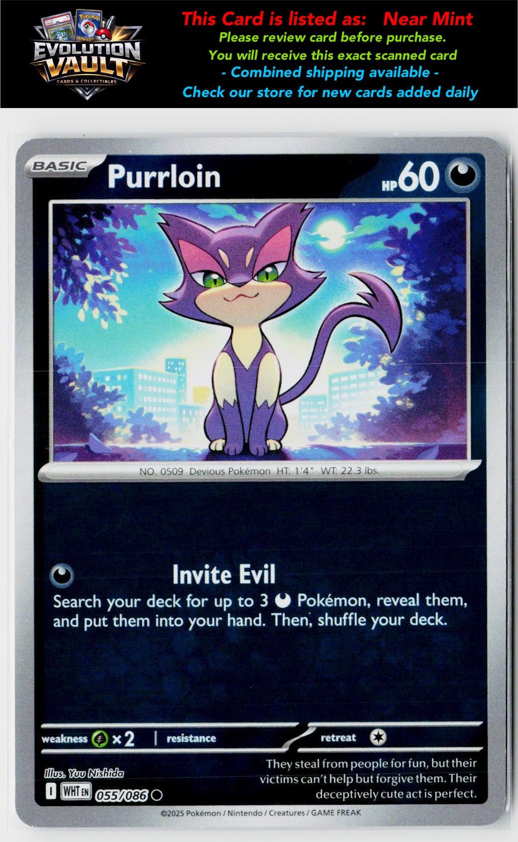 SV: White Flare #055/086 Purrloin (Poke Ball Pattern)