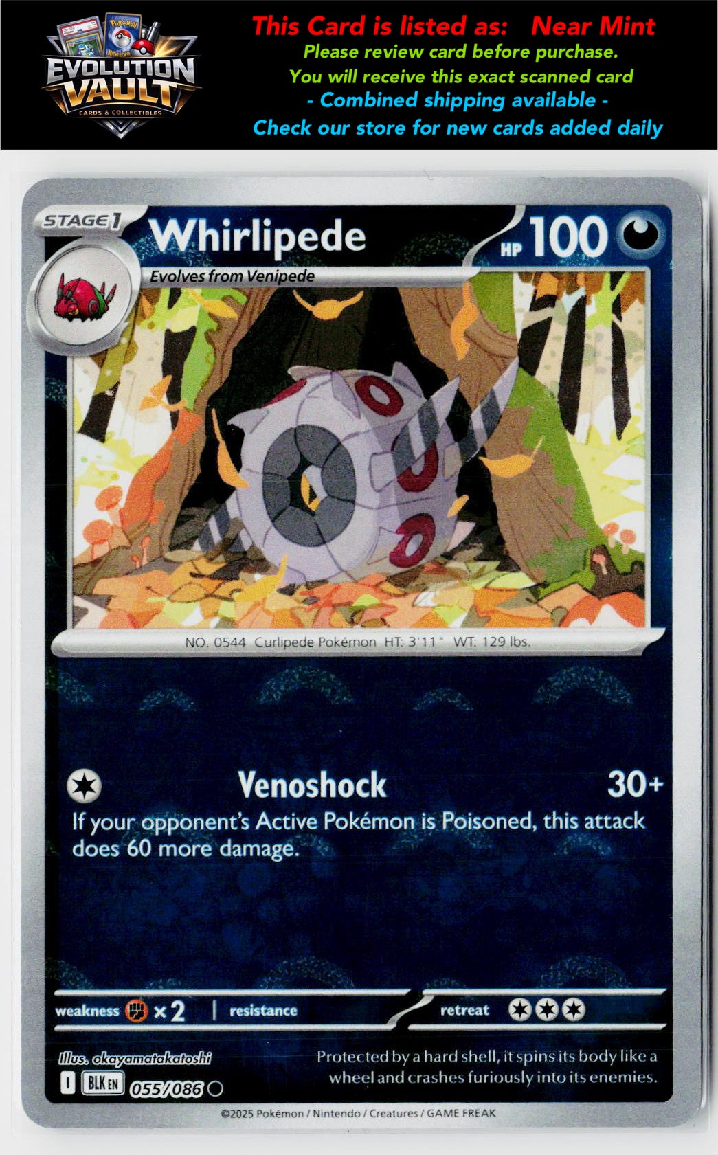 SV: Black Bolt #055/086 Whirlipede (Poke Ball Pattern)