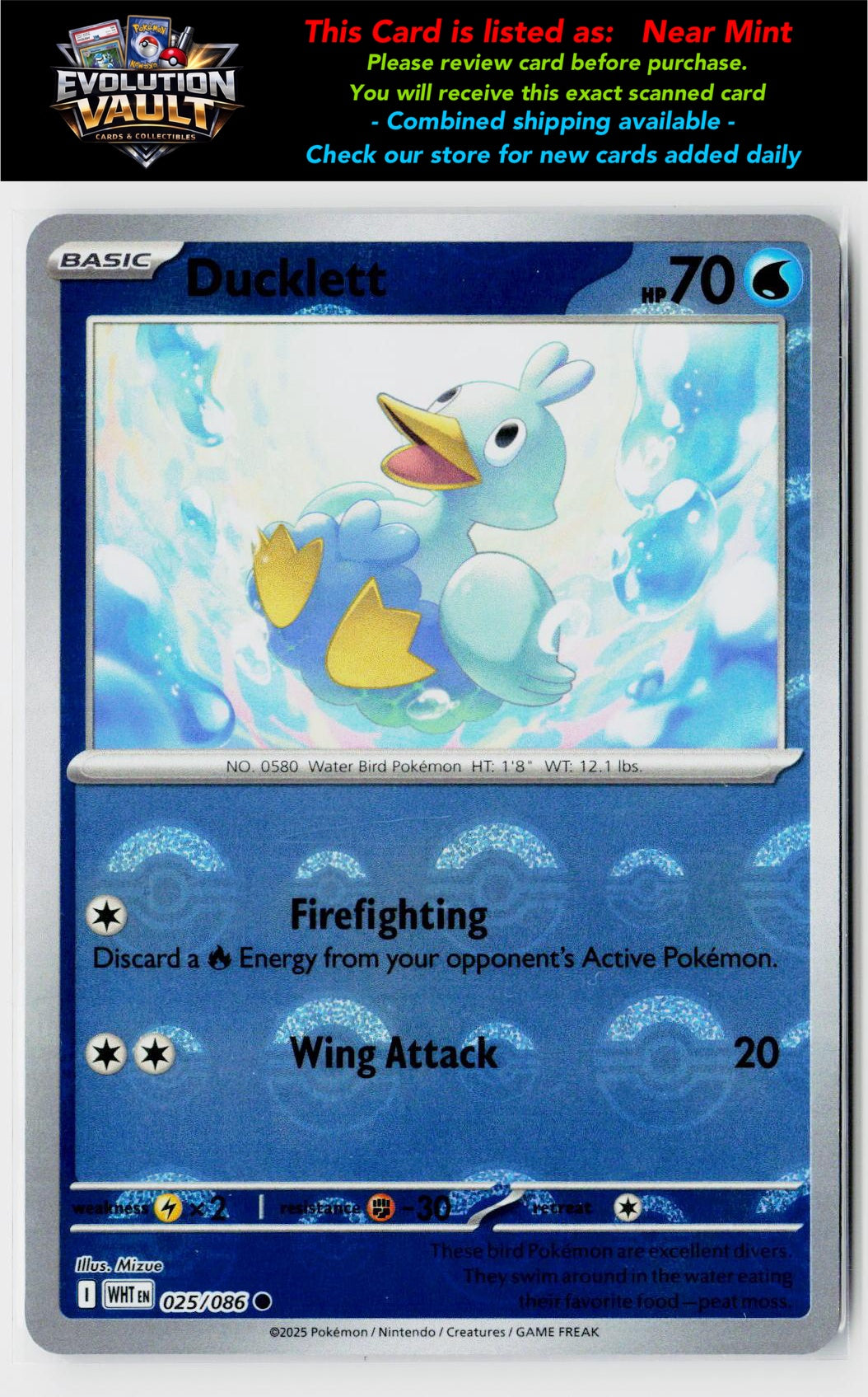 SV: White Flare #025/086 Ducklett (Poke Ball Pattern)