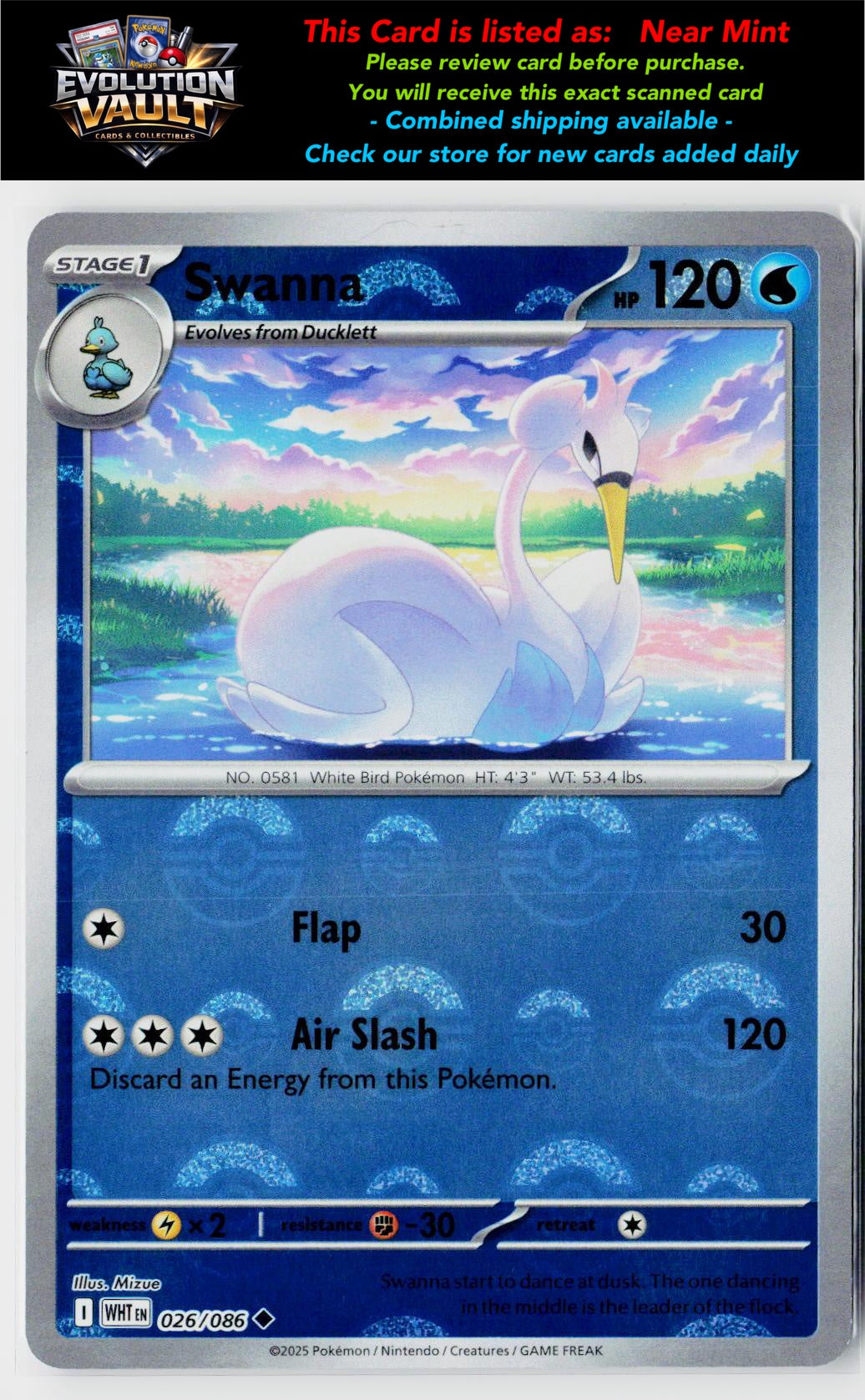 SV: White Flare #026/086 Swanna (Poke Ball Pattern)