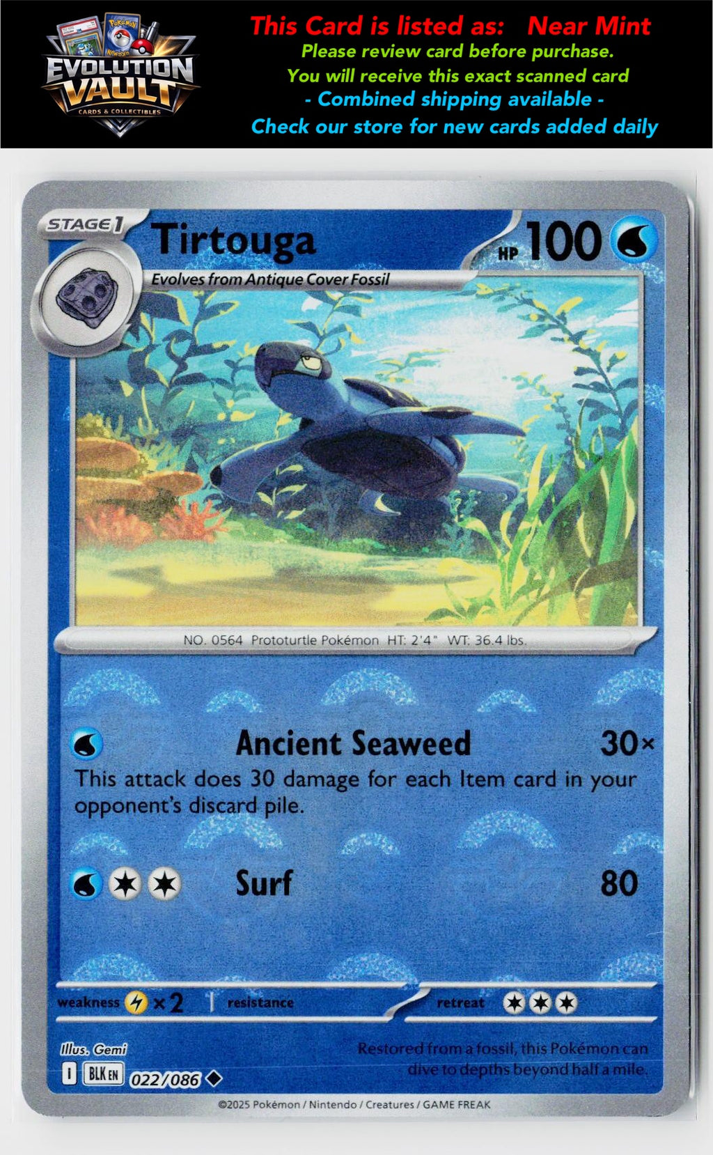 SV: Black Bolt #022/086 Tirtouga (Poke Ball Pattern)