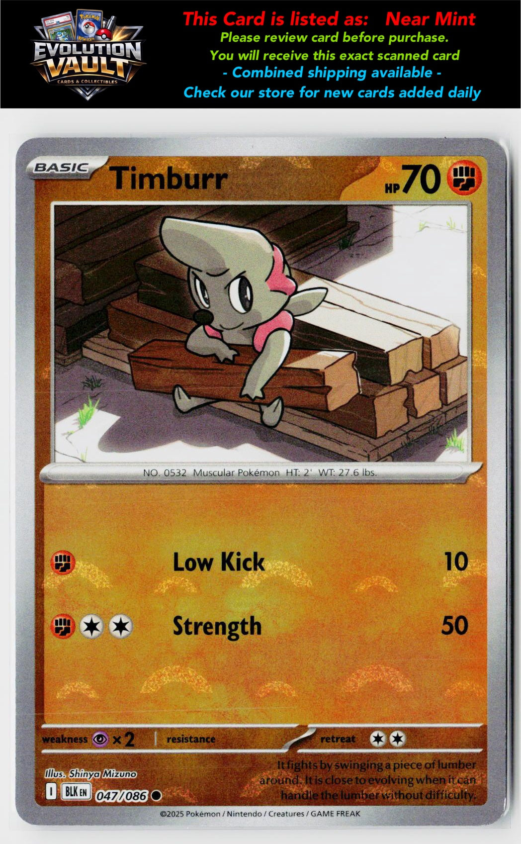 SV: Black Bolt #047/086 Timburr (Poke Ball Pattern)