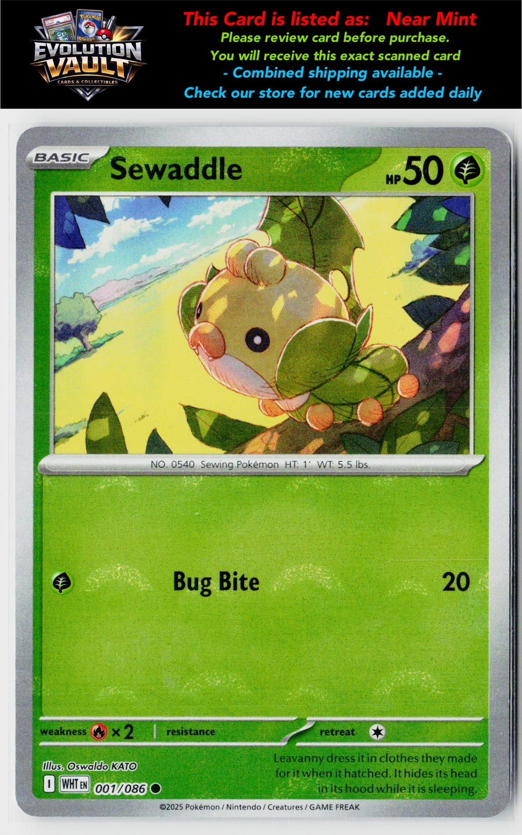 SV: White Flare #001/086 Sewaddle (Poke Ball Pattern)