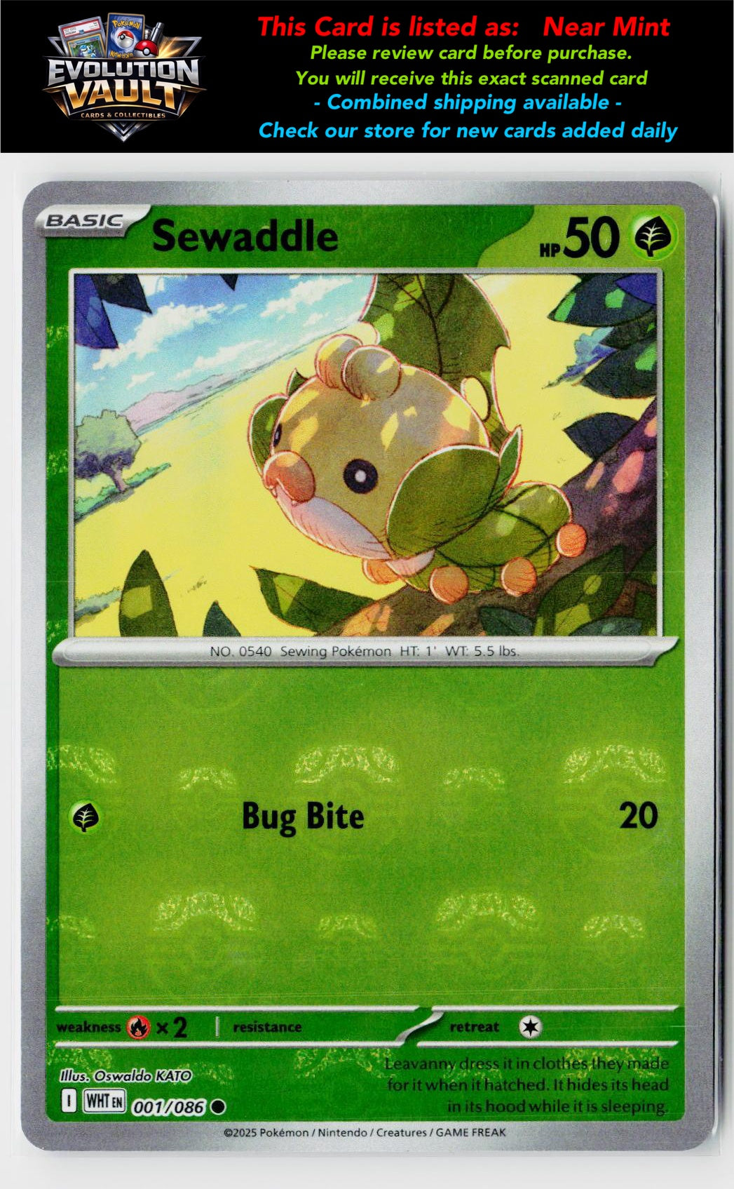 SV: White Flare #001/086 Sewaddle (Poke Ball Pattern)