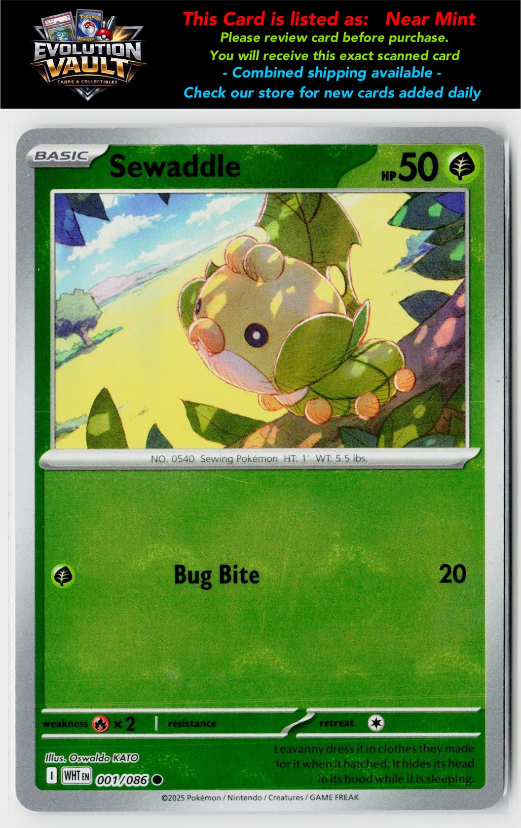 SV: White Flare #001/086 Sewaddle (Poke Ball Pattern)