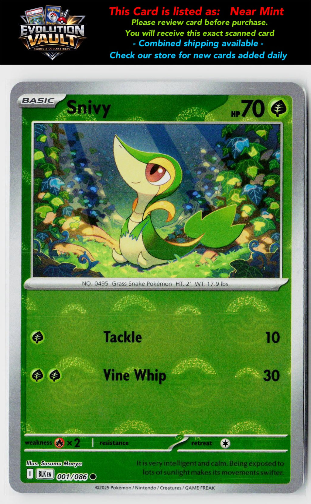 SV: Black Bolt #001/086 Snivy (Poke Ball Pattern)