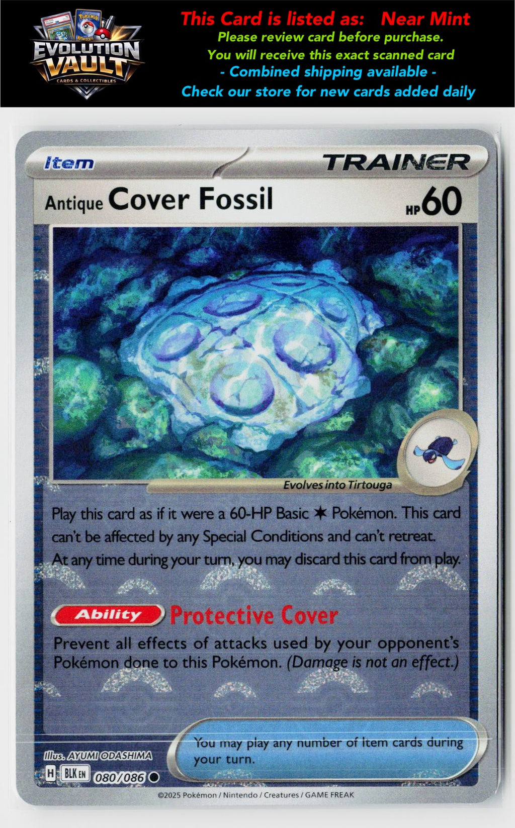 SV: Black Bolt #080/086 Antique Cover Fossil (Poke Ball Pattern)