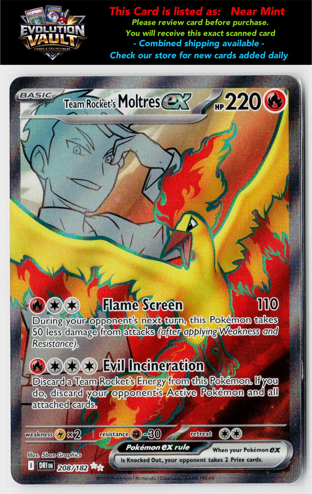 SV10: Destined Rivals #208/182 Team Rocket's Moltres ex