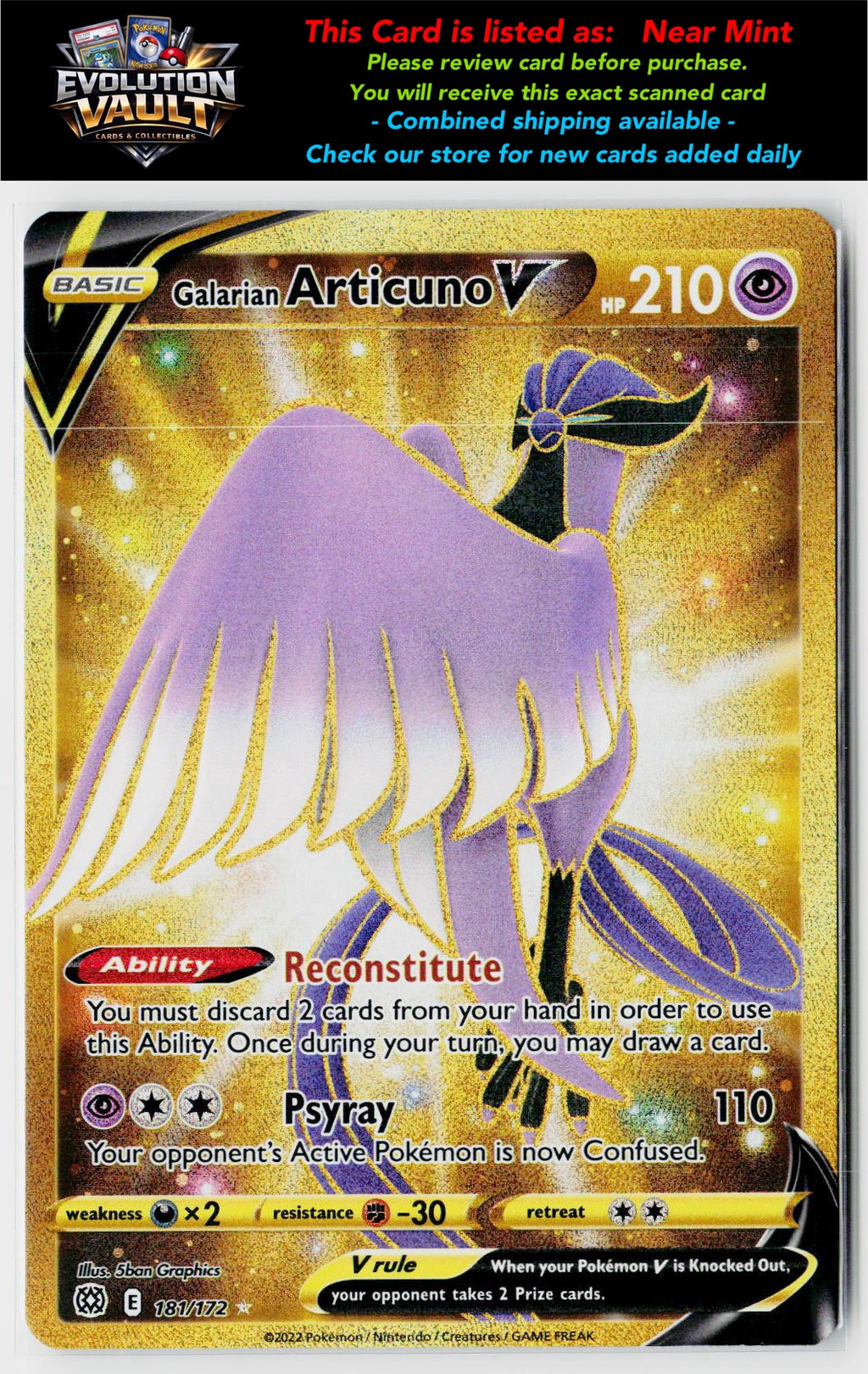 SWSH09: Brilliant Stars #181/172 Galarian Articuno V (Secret)