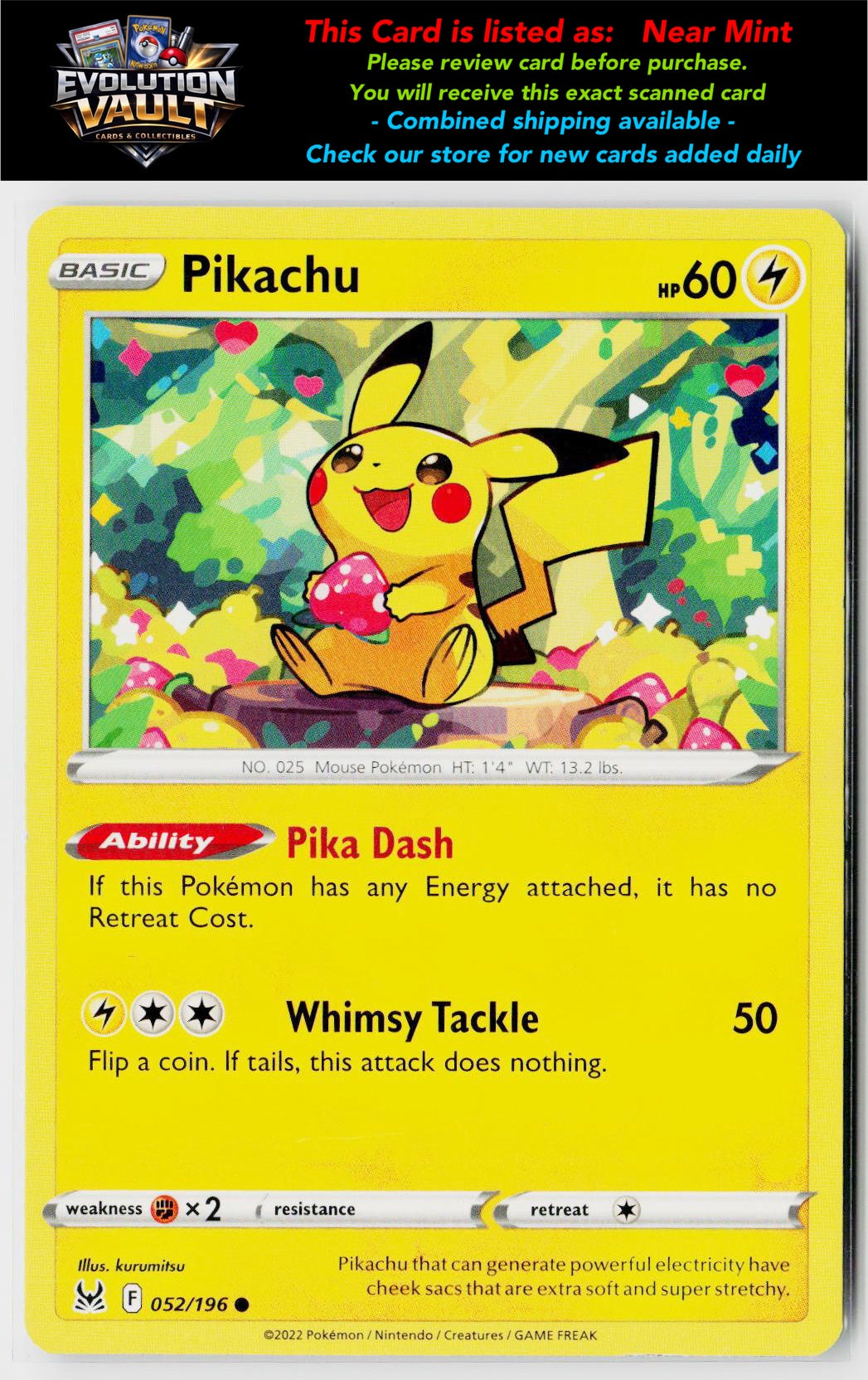 SWSH11: Lost Origin #052/196 Pikachu