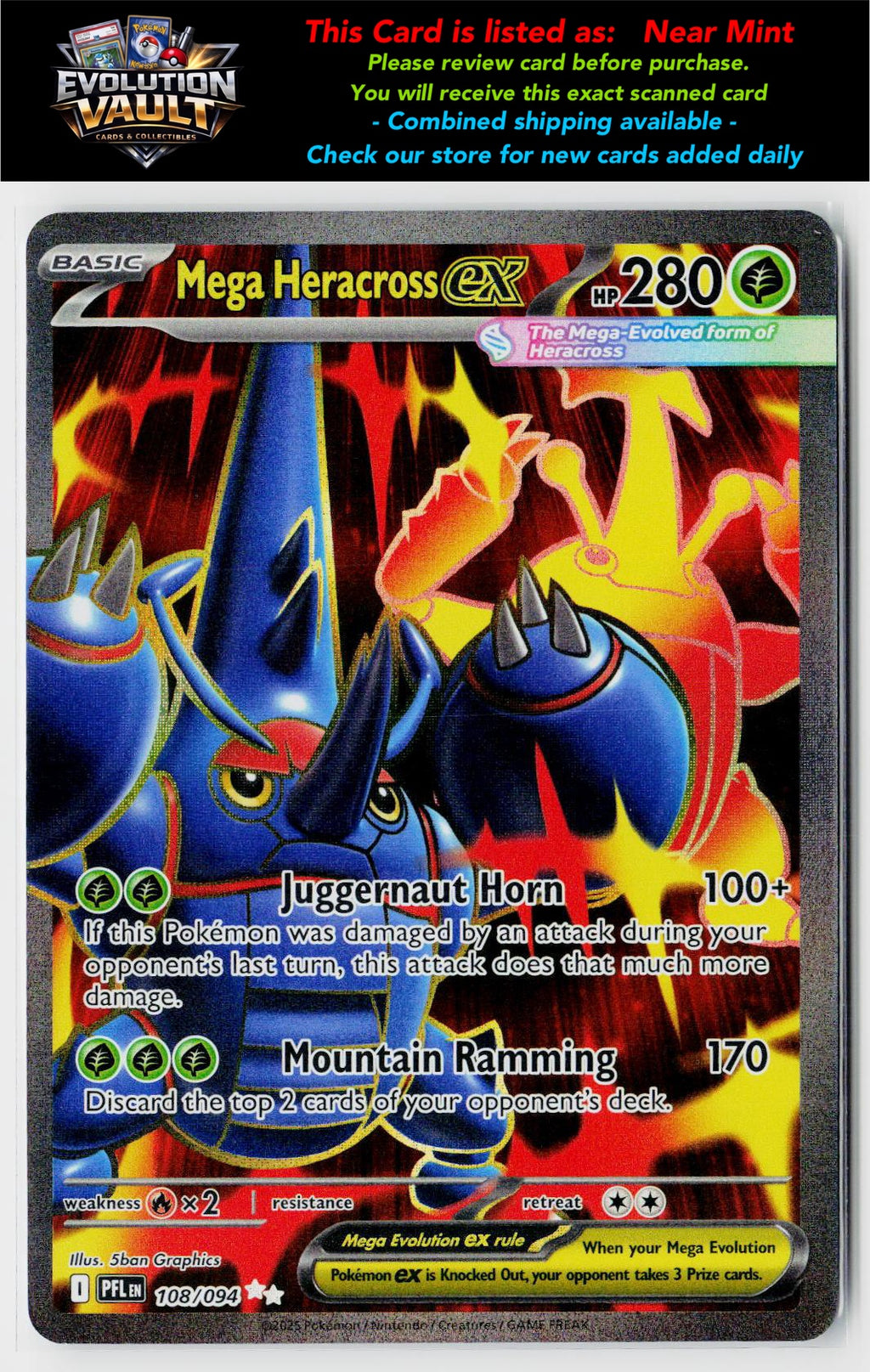 ME02: Phantasmal Flames #108/094 Mega Heracross ex