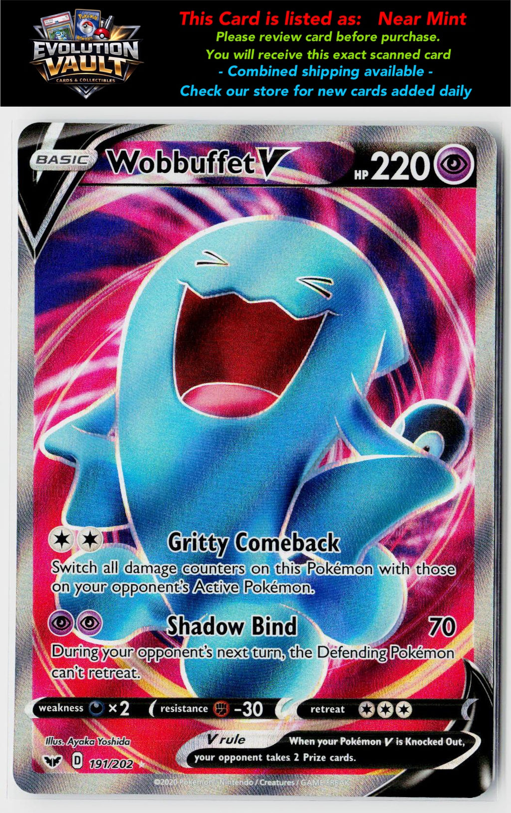 SWSH01: Sword & Shield Base Set #191/202 Wobbuffet V (Full Art)