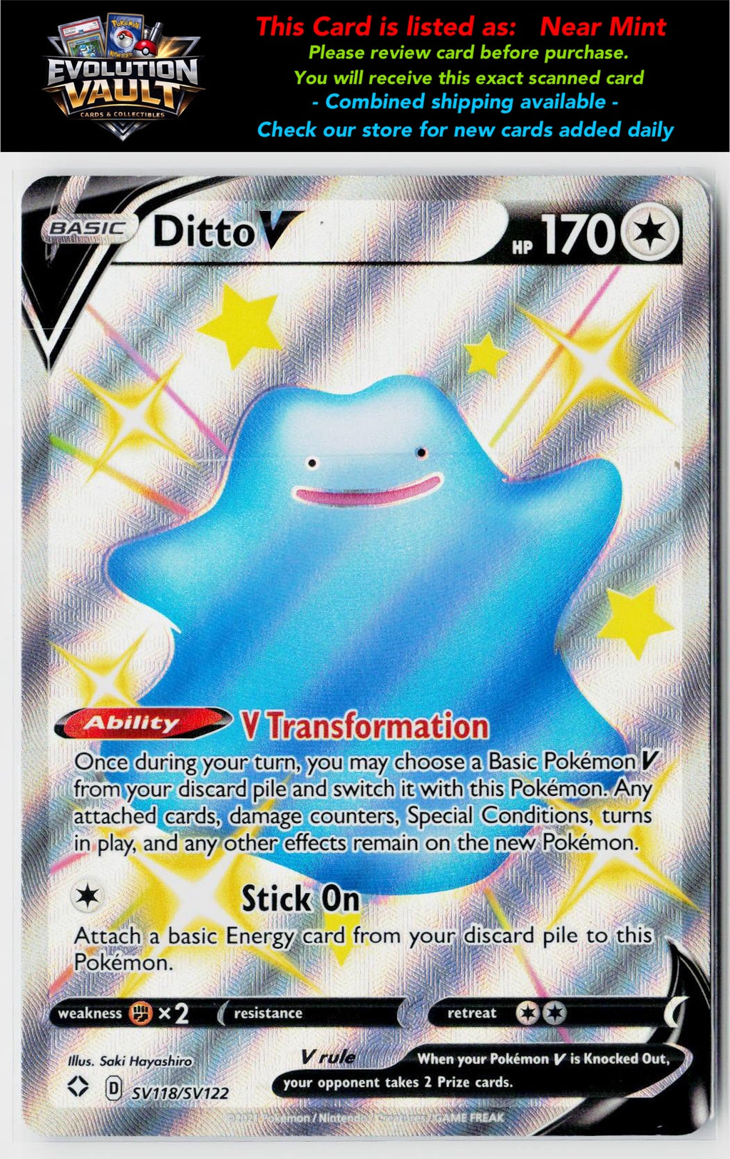 Shining Fates: Shiny Vault #SV118/SV122 Ditto V