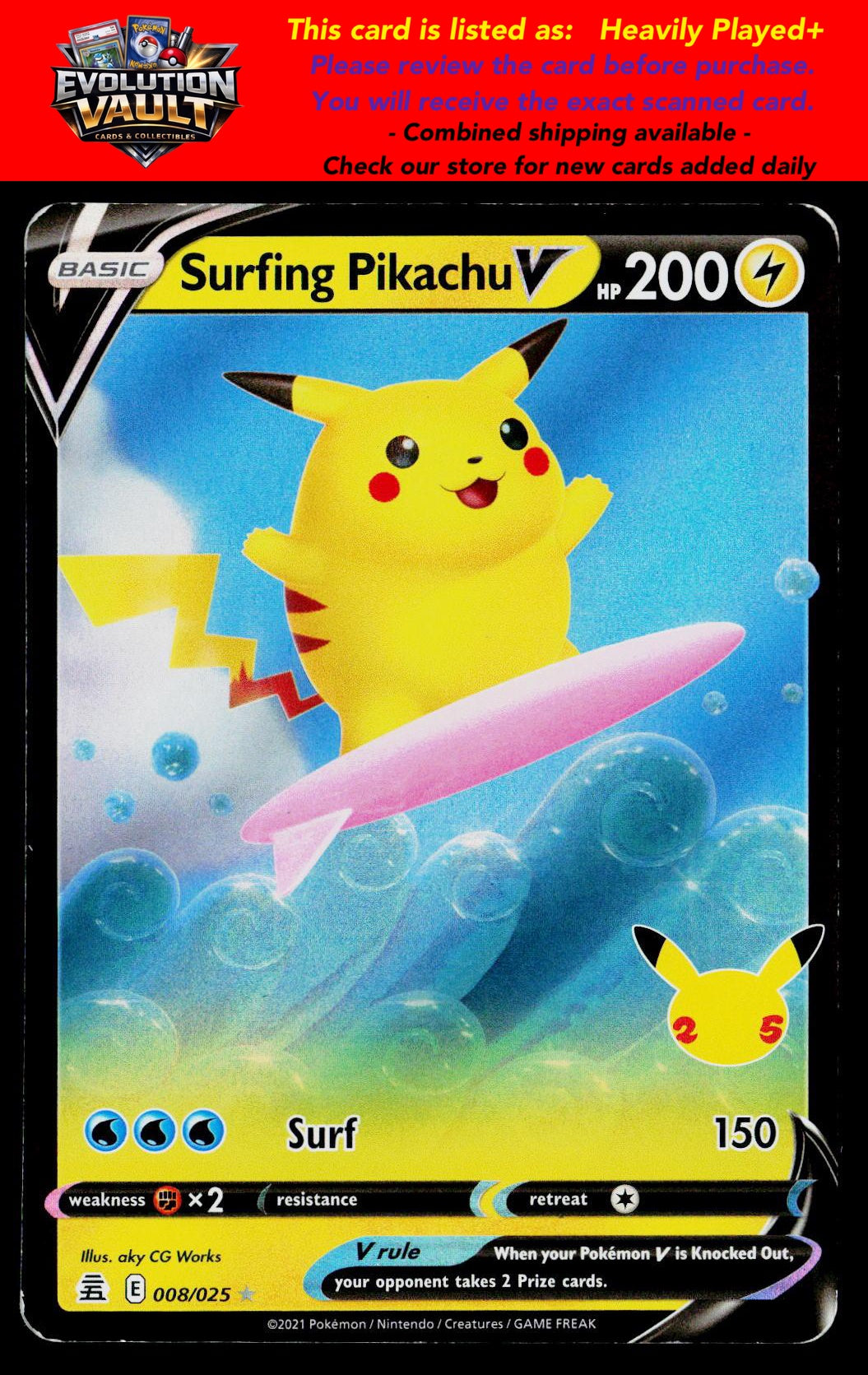 Celebrations #008/025 Surfing Pikachu V