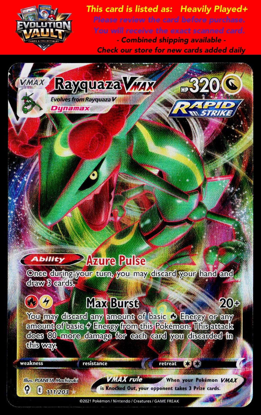 SWSH07: Evolving Skies #111/203 Rayquaza VMAX