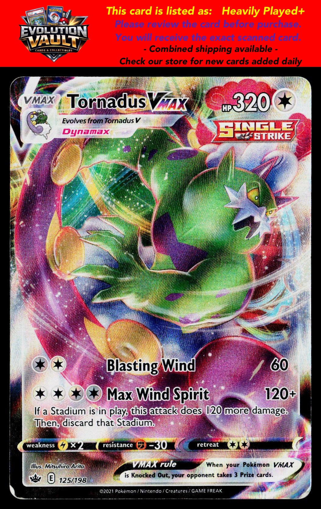 SWSH06: Chilling Reign #125/198 Tornadus VMAX